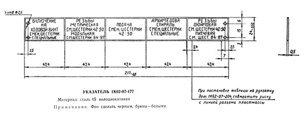 Табличка для рукоятки 1 токарного верстата 1к62